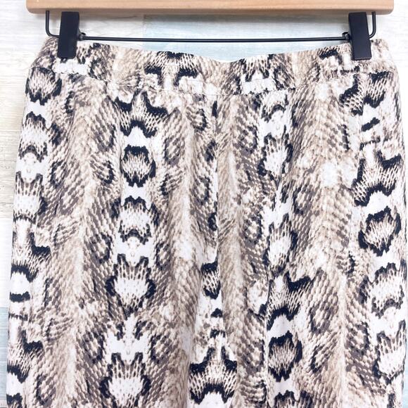 H&M Drapey Challis Pull On Ankle Pants Brown Animal Print High Rise Womens US 2 - Picture 4 of 6